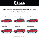 Titan Jet Black Poly 210T Car Cover for Hatchbacks 165-181 Inches Long