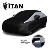 Titan Jet Black Poly 210T Car Cover for Compact Sedans 176-185 Inches Long