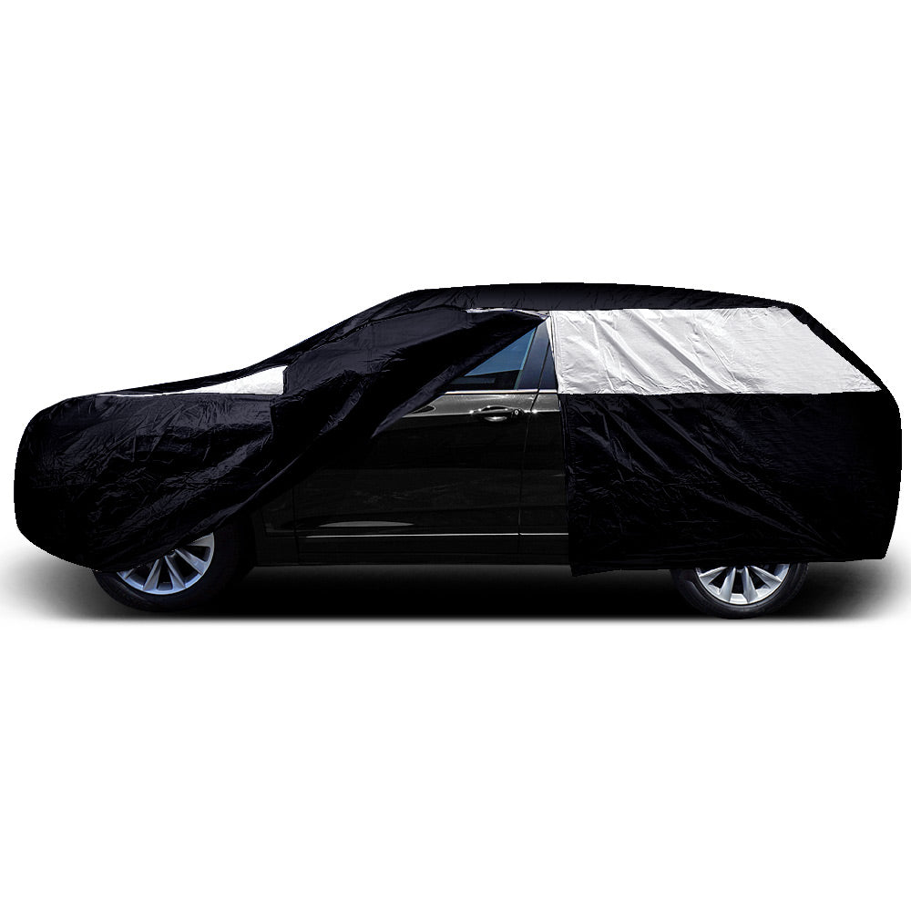 Cheap For Sedan SUV Half Body Car Cover 190T Waterproof Anti UV Sunshade  Protector Case Auto Dustproof Cover Black For BMW/Peugeot/VW