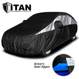 Titan Jet Black Poly 210T Car Cover for Sub-Compact Sedans 163-175 Inches Long