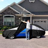 Titan Jet Black Poly 210T Car Cover for Sub-Compact Sedans 163-175 Inches Long