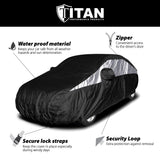 Titan Jet Black Poly 210T Car Cover for Sub-Compact Sedans 163-175 Inches Long