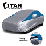 Titan Brilliant Color Poly 210T Car Cover for Compact Sedans 176-185 Inches Long (Bondi Blue)