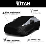Titan Jet Black Poly 210T Car Cover for Compact Sedans 176-185 Inches Long