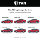 Titan Jet Black Poly 210T Car Cover for Compact Sedans 176-185 Inches Long