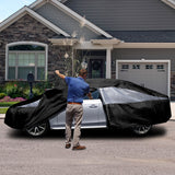 Titan Jet Black Poly 210T Car Cover for Compact Sedans 176-185 Inches Long