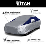 Titan Brilliant Color Poly 210T Car Cover for Compact Sedans 176-185 Inches Long (Midnight Blue)