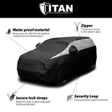 Titan Jet Black Poly 210T Car Cover for Compact SUVs 170-187 Inches Long