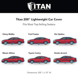 Titan Jet Black Poly 210T Car Cover for Sedans 186-202 Inches Long