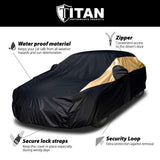 Titan Jet Black Golden Night Poly 210T Car Cover for Sedans 186-202 Inches Long