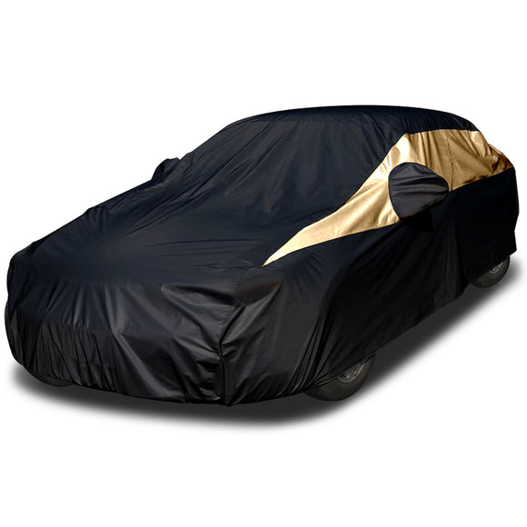 Titan Jet Black Golden Night Poly 210T Car Cover for Sedans 186-202 Inches Long