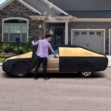 Titan Jet Black Golden Night Poly 210T Car Cover for Sedans 186-202 Inches Long