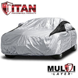 Titan Premium Multi-Layer PEVA Car Cover for Sedans 186-202 Inches Long - Silver and Black