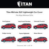 Titan Brilliant Color Poly 210T Car Cover for Mid-Size SUVs 188-206 Inches Long (Midnight Blue)