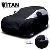 Titan Jet Black Poly 210T Car Cover for Mid-Size SUVs 188-206 Inches Long